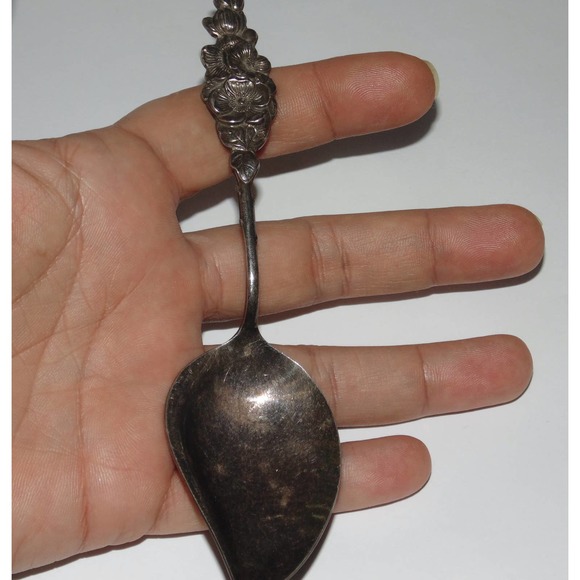 1964 Vintage REED BARTON Silver Plate Jelly Server Harlequin Apple Blossom Spoon - Picture 1 of 7